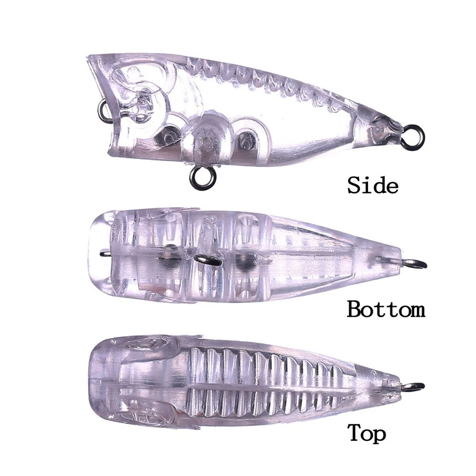 Señuelo de pesca en blanco 30 piezas 4 cm 2,7 G Topwater mini sonajero popper hágalo usted mismo cebo sin pintar Foto 3 de 4