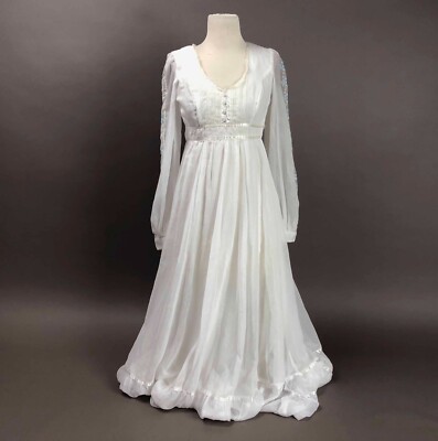 Gunne Sax Vintage White Lace Prairie Wedding Victorian Maxi Dress Size ...