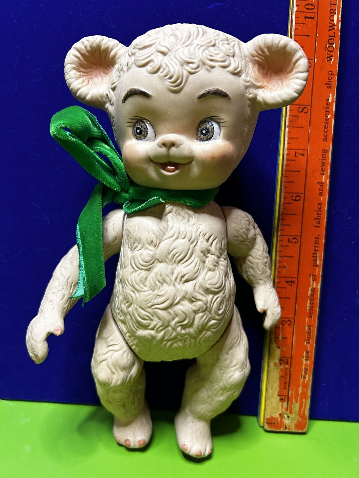 VTG Sun Rubber Co ? Sunny the Bear 9" Fully Jointed Porcelain Bisque Beige EUC