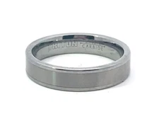 Triton Tungsten Carbide 6mm Flat Satin Center Polished Edge Band Ring