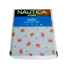 Image of Nautica Home KING Size Sheet Set CRABS & SHELLS Kooltex Performance