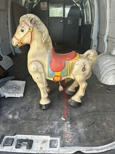 Vintage 1950s Child's Pressed Tin Cowboy Riding Horse MOBO BRONCO England