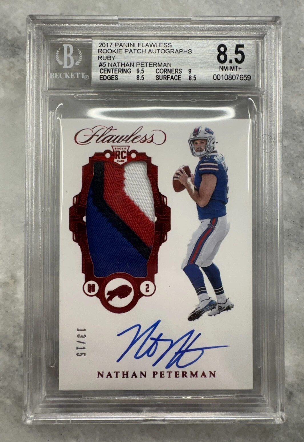 Nathan Peterman Panini Flawless Rookie Patch Autograph #RPNP Base