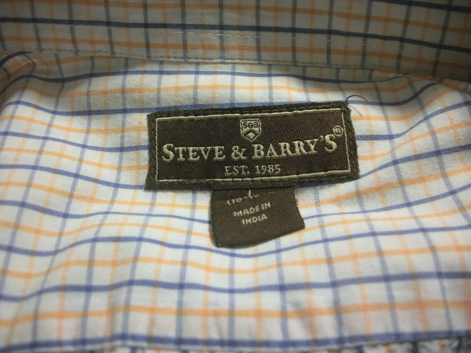 Camisa Steve & Barry's Para Hombre L 16-16 1/2 Cuadros Manga Corta Multicolor Algodón Foto 2 de 4
