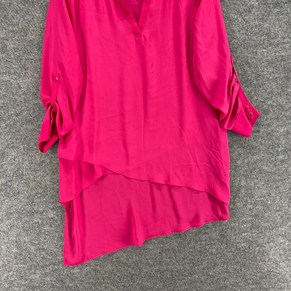 Blusa Joseph Ribkoff Mujer 4 Rosa Cuello en V Manga 3/4 Capas Sólida Transparente Informal Foto 4 de 4