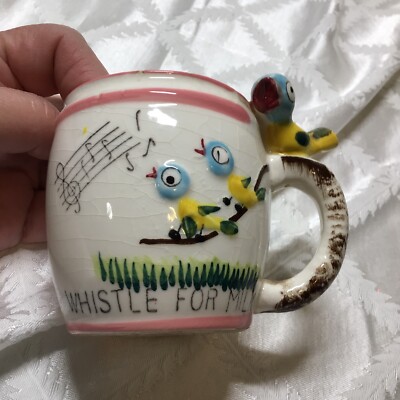 * vintage ornament ୨୧ * ミルク色ガラスの 素敵なリスさん Vintage Whistle for your Milk Cup Mug w/ Birds Ross Products Chase