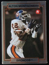 1990 Action Packed Alton Montgomery 9 RC Rookie NFL Football Card Denver Broncos. rookie card picture