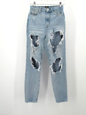 BDG URBAN OUTFITTERS Straight Leg Mom Jeans Women SZ 25 High Rise Destroyed Y2K