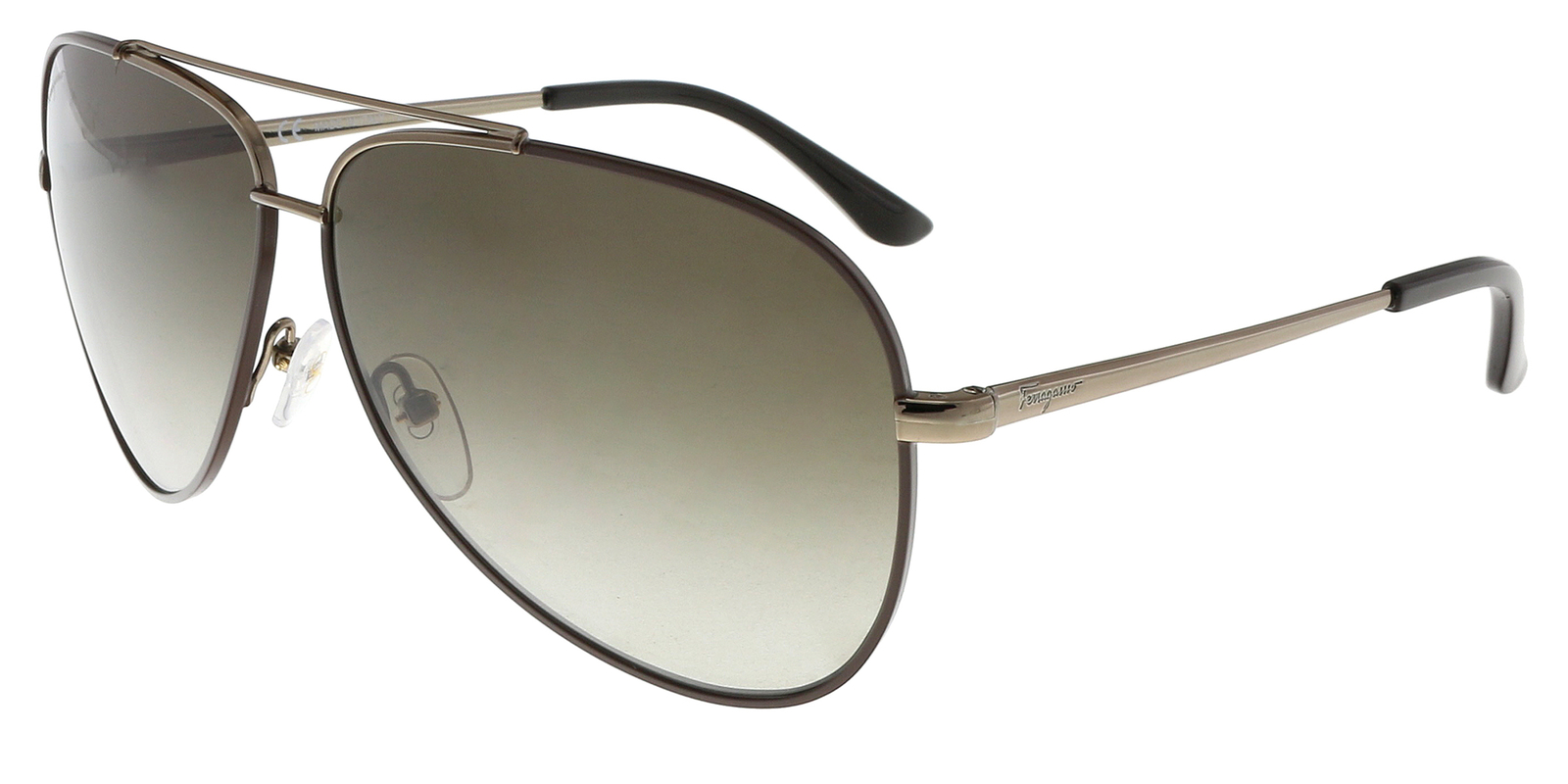 Salvatore Ferragamo SF131S 211 Блестящий коричневый с темно-коричневыми солнцезащитными очками-авиаторами 15290₽