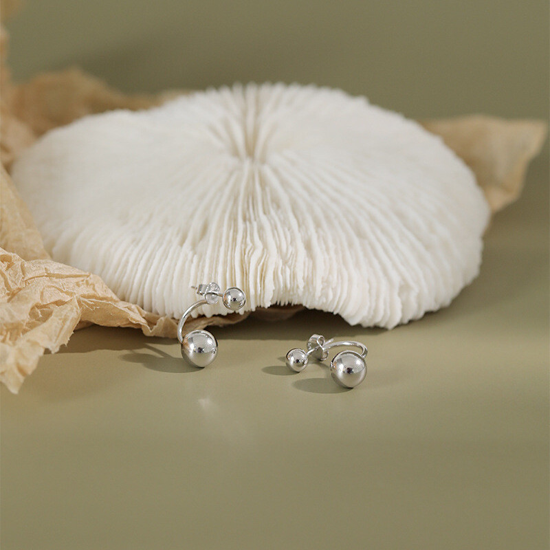Ear Cuff 925 Sterling Silber Zweireihig Mit Kugel-180