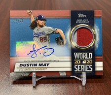 Dustin May 2021 Topps World Series Champion Auto Game Used Relic #1/25 Dodgers