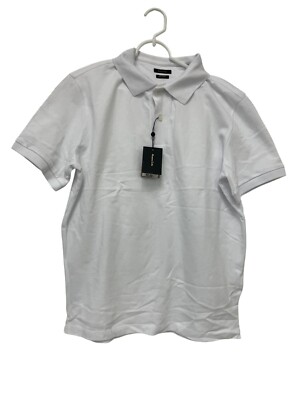 Massimo Dutti Men Polo Shirt M White Textured Short Sleeve Pullover 0755/285 NWT