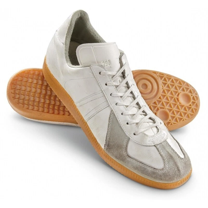 GENUINE German Army Bundeswehr Vintage Leather Trainers White