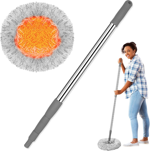 Dust Mop, Wall Cleaner Mop, with Hight Adjustable Handle and 1 Washable Mops ...