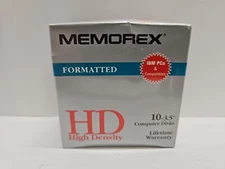 NEW Memorex 10 pack HD 1.44 mb 3.5"  Floppy Disks Sealed Old Stock IBM PC Format