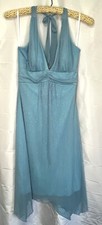 Taboo Turquoise Blue Halter Dress Asymmetrical hem with sparkle glitter Med