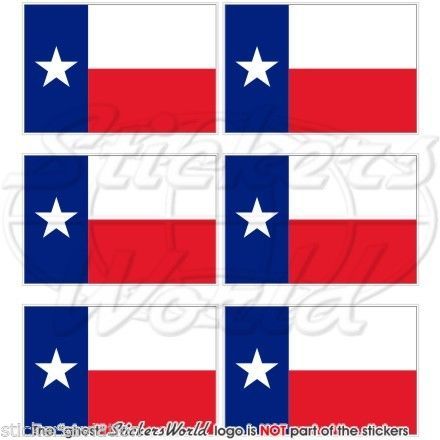 Lot De 6 Autocollants Vinyle Drapeau Du Texas USA - 40mm, Résistants Aux Intempéries - 3