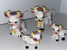 Vintage Four Piece Purple Cow Breakfast Set- Sugar creamer S&P- Japan
