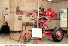 Postcard Early Model Pitching Machine at National Baseball Hall of Fame & Museum