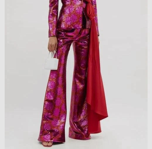 Pantalón Halpern para mujer rosa a lunares lentejuelas talla 42 $1440