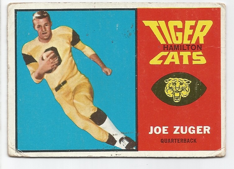 Joe Zuger #35 Football Cards 1964 Topps CFL trading card — raw and PSA graded price guide