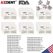 10Packs AZDENT Dental Orthodontic Metal Brackets Braces Roth.022/MBT Hook 3 4 5