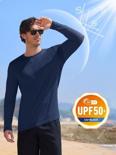 Mens UV Protection UPF 50+ Shirts Long Sleeve Sport Casual Workout Beach T-Shirt - Picture 41 of 87