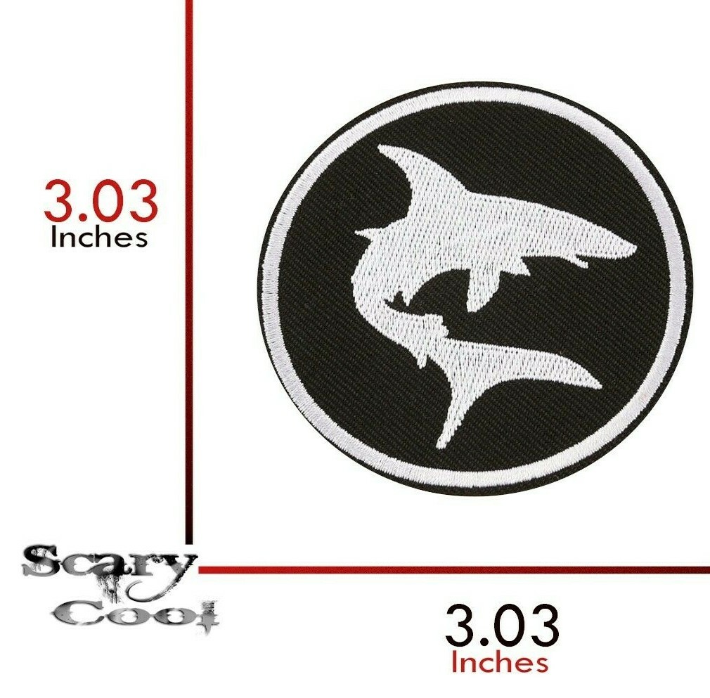 New Shark Iron On Horror Embroidered Gothic Biker Patch