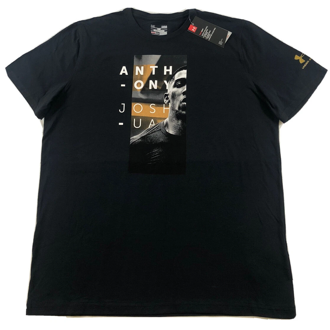 NWT Anthony Joshua Under Armour Boxing Face Shirt Black Gold Shirt