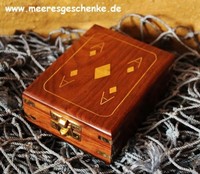 Spielkartenbox Maritim Mit Skat-Karten Ca. 11 X 9 X 4 Cm Holz Messing