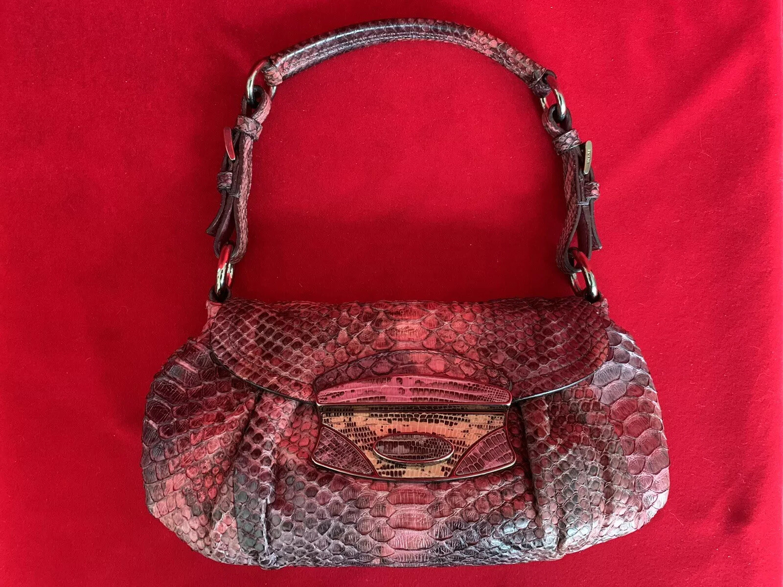 Prada Pink/Purple Python Leather Small Shoulder B… - image 4