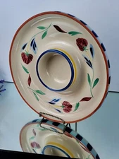 Lenox Poppies On Blue Terra Cotta Round Chip and Dip Platter 13.5", Hand Painted