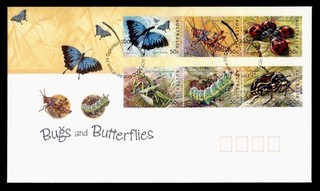 DR WHO 2003 AUSTRALIA FDC INSECT BUTTERFLY STRIPS R80338