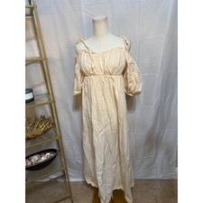 ASOS DESIGN Cream Off Shoulder Puff Sleeve Maxi Dress Tie Strap Cottagecore US 4