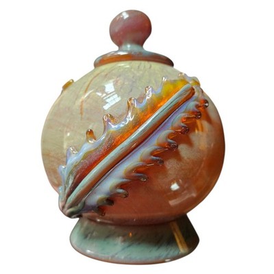 Murano Art Glass Sculpture Labeled  Galliano Ferro Applied Leaf Figure