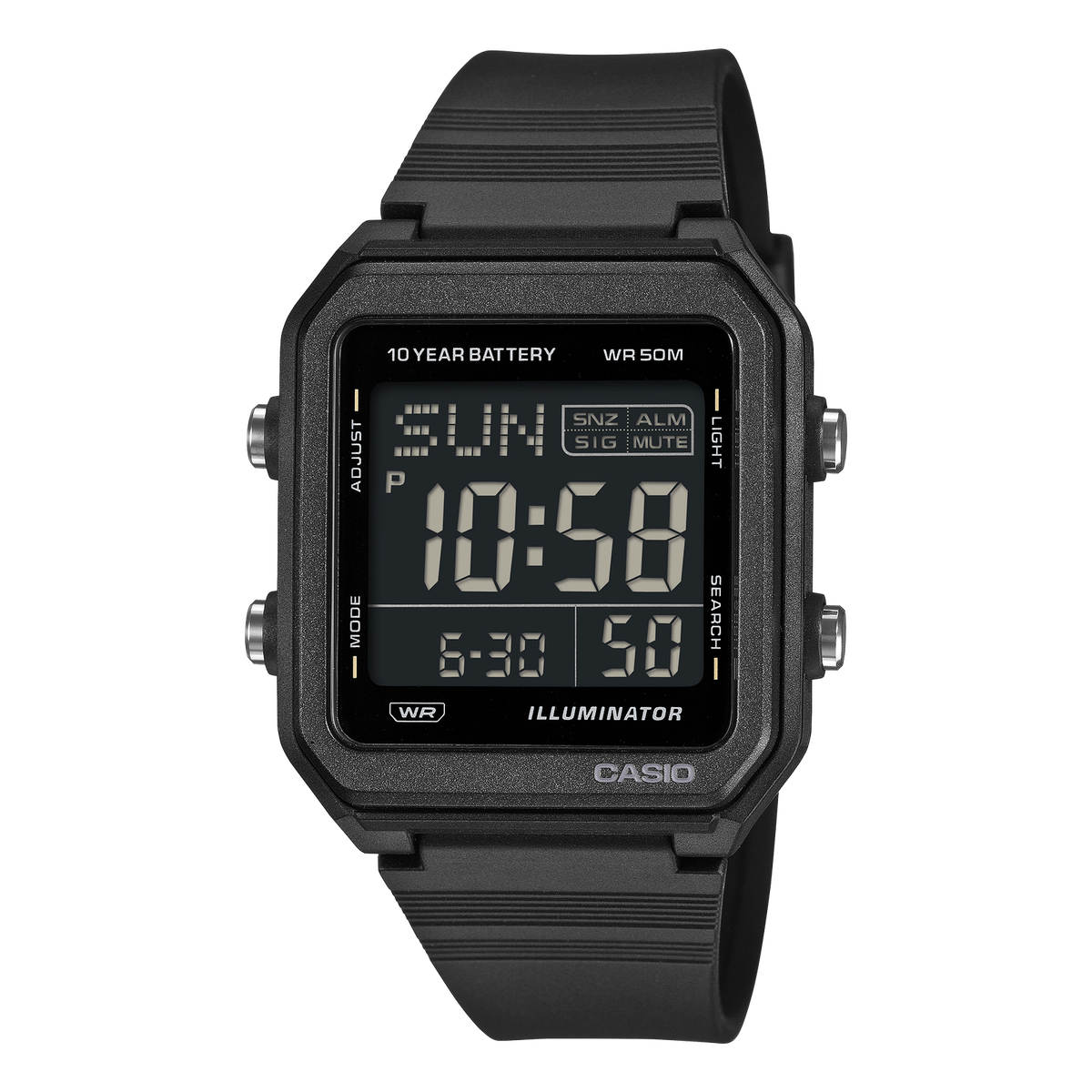CASIO W-221H-1BV Watch - 10-Year Battery, World Time, Water