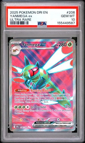 2025 POKEMON DRI EN-DESTINED RIVALS ULTRA RARE #206 YANMEGA EX PSA 10