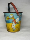 J. Chein Tin Lithograph Sand Pail Featuring Cowboys and Horses