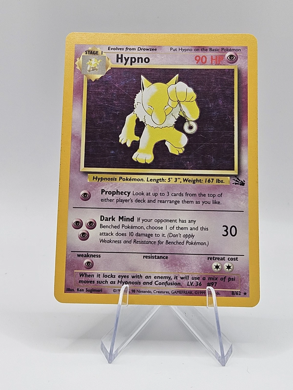 Hypno (8) Holo Rare Unlimited Holo - 08/62 - Fossil - LP