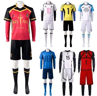 Soccer Jersey Blue Lock Set Futsal T-Shirt Shorts Isagi Faux Kaiser Bachira