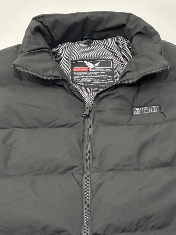 Men's Heated Black Puffer Vest Lightweight War Size M