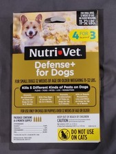NutriVet Defense Plus Small Dogs 11-32 lbs Flea Tick Prevention 4 Month Supply