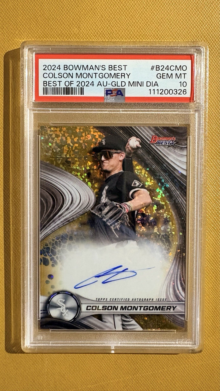 Colson Montgomery 2024 Bowman's Best Gold Mini Auto /50 PSA 10 MLB Debut POP 1