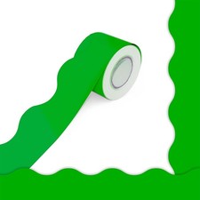 60 Feet Bulletin Board Borders, Pure Green Scalloped Rolled Border Trim Board Bo