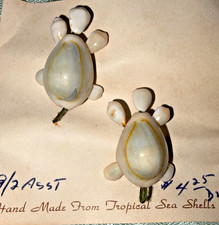 RARE Vintage 1950's Shell 2 TURTLES Pin / Brooch Natural Shell - Collectors