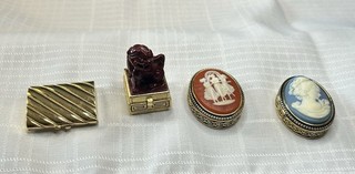 Vintage Estée Lauder Solid Perfume Compacts Lot 4: Foo Dog Lion Cameos