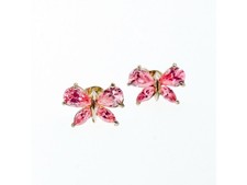 925 Sterling Silver Pink CZ "Butterfly" Stud Earrings Italy