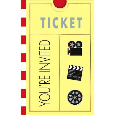 Movie Themed Invitations, Lights! Camera! Action! - 8 Invitations & Envelopes