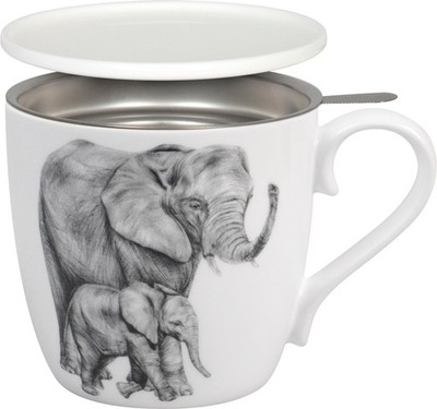 KÖNITZ 115S572761 Becher AMAZING ANIMALS Elefanten 425 ml mit Sieb und Deckel...