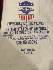 Vintage 50 Lb Flour Sack Donated By People Of The United States Of America FLAWS